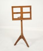 MUSIC STAND: Handmade oak sheet music stand by Paul Voight Ltd. Violin Specialist, Manchester, label