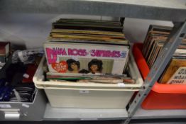 FULL BOX OF RECORDS, LP'S AND SINGLES