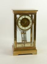 EARLY TWENTIETH CENTURY FRENCH FOUR GLASS MANTLE CLOCK WITH MERCURY COMPENSATED PENDULUM, of typical