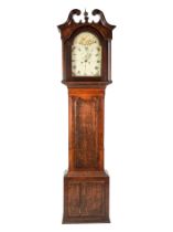 EIGHTEENTH CENTURY INLAID OAK AND MAHOGANY LONGCASE CLOCK, SIGNED J&T PICKEN, EDINBURGH, the 14”