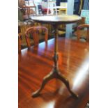 A 1930's WALNUTWOOD PEDESTAL TRIPOD WINE TABLE