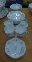 A SHELLEY 'BLUE ROCK' PART TEA SERVICE FOR 4 PERSONS, 22 PIECES