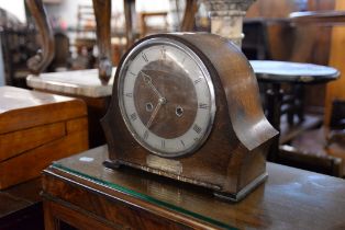 A SMITHS SMALL OAK CASED MANTEL CLOCK