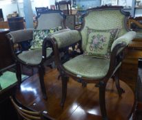 PAIR OF GEORGE V MAHOGANY FRAMED SALON CHAIRS [2]