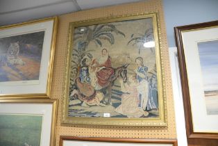 A NINETEENTH CENTURY BERLIN WOOL-WORK TAPESTRY FRAMED AND GLAZED