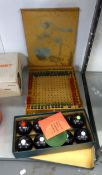 B & A CARPET BOWLS, BOXED AND A VINTAGE PEGITY BOARD GAME