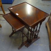 NEST OF THREE MAHOGANY TWIN PILLAR TABLES