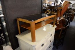 A 1970's MYER SMOKED GLASS TOP TEAK COFFEE TABLE