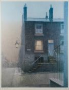 BOB RICHARDSON ARTIST SIGNED LIMITED EDITION COLOUR PRINT End terrace with gas light at the side (