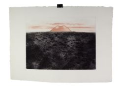 JOAN WILLIAMS (1922 - 2002) ORIGINAL ETCHING WITH AQUATINT Volcanic landscape with volcano on the
