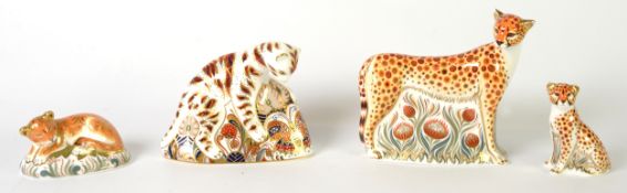 FOUR BOXED, ROYAL CROWN DERBY IMARI CHINA WILD CAT PATTERN PAPERWEIGHTS, comprising: CHEETAH,