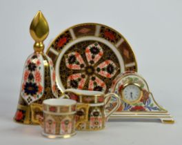 ROYAL CROWN DERBY: Royal Crown Derby China Imari pattern small circular dish, table bell,