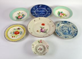 SMALL SELECTION OF NINETEENTH CENTURY EUROPEAN CERAMICS, comprising: LUDWIGSBURG SOUP PLATE, with
