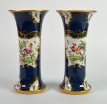 PAIR OF NINETEENTH CENTURY GRAINGER & Co PORCELAIN SLEEVE VASES, each of typical form with flared
