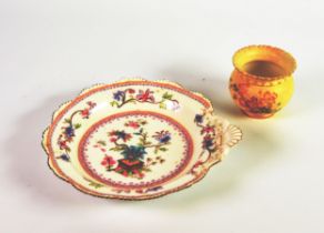 TWO PIECES OF ROYAL WORCESTER CHINA, comprising: LATE VICTORIAN BLUSH VASE, of orbicular, footed
