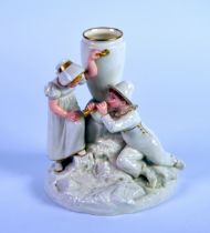 ROYAL WORCESTER PORCELAIN RECEIVER GROUP, white glazed and heightened in gilt, modelled as a young