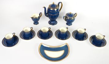 FIFTEEN PIECE WEDGWOOD CHINA COFFEE SET FOR SIX PERSONS, comprising: PEDESTAL COFFEE POT, MILK JUG