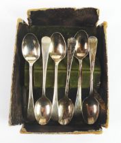 GEORGE V SET OF SIX SILVER TEASPOONS, Sheffield 1912, 3.20ozt, with remnants of the original card