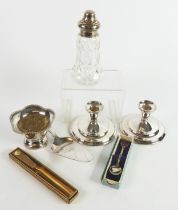 MOULDED GLASS CASTOR WITH MATCHED SILVER SCREW-OFF COVER BY WALKER & HALL, Sheffield 1929, 1.43ozt