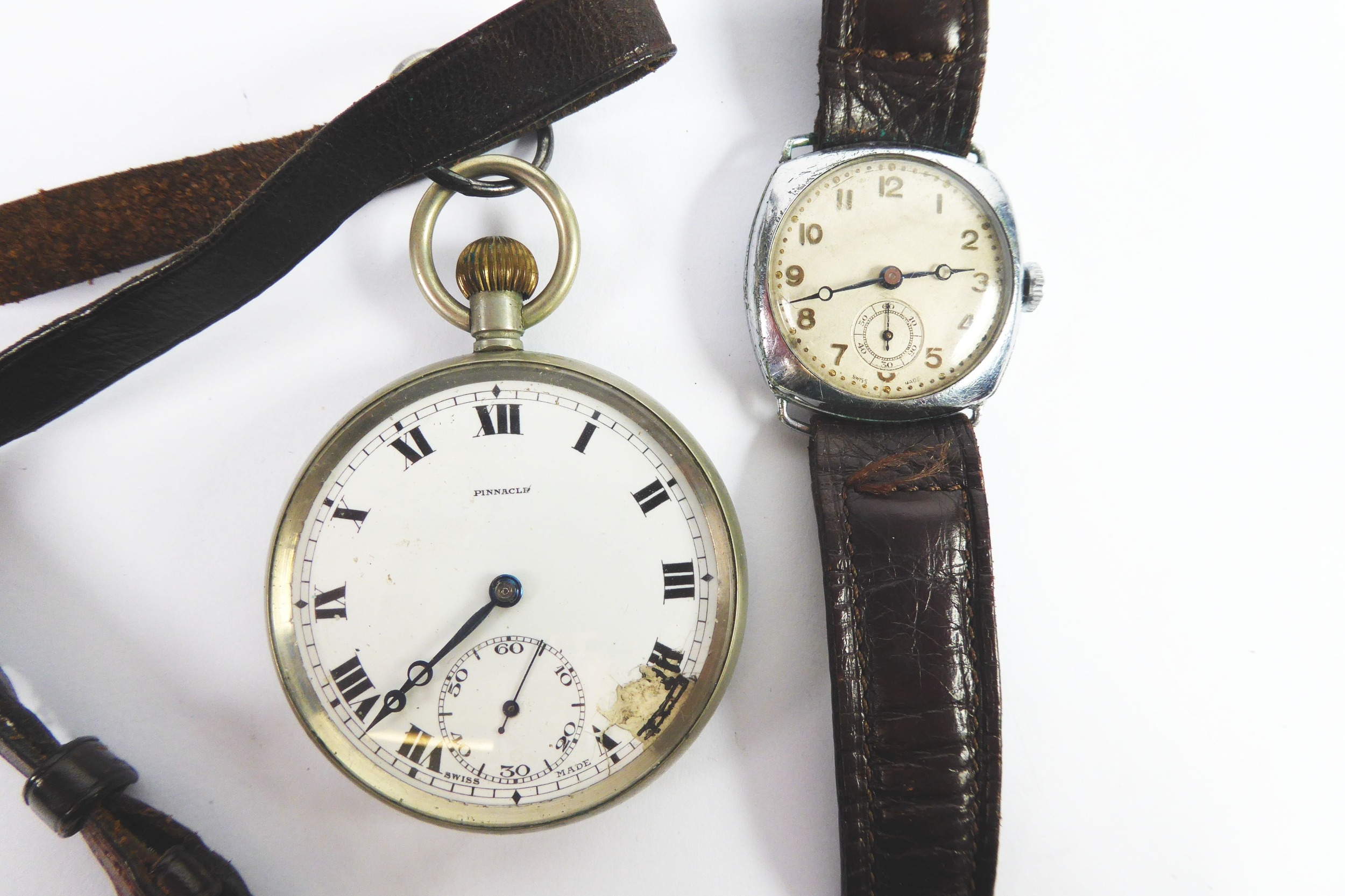 GENT'S SWISS VINTAGE WRISTWATCH, with 15 jewels movement, silvered Arabic dial with subsidiary - Image 2 of 2