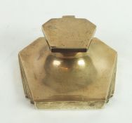 ART DECO WEIGHTED SILVER CAPSTAN STYLE LARGE INKWELL BY WALKER & HALL, of hexagonal form with