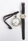 GENT'S SWISS VINTAGE WRISTWATCH, with 15 jewels movement, silvered Arabic dial with subsidiary