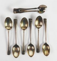 SET OF SIX EARLY TWENTIETH CENTURY SILVER SEAL TOP TEASPOONS, Sheffield 1935-38, together with a