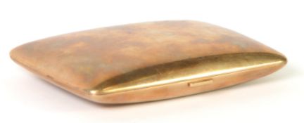 GEORGE V 9ct GOLD POCKET CIGAR CASE, plain, oblong and cushion shaped 5in x 3 1/4in (13 x 8.5cm),