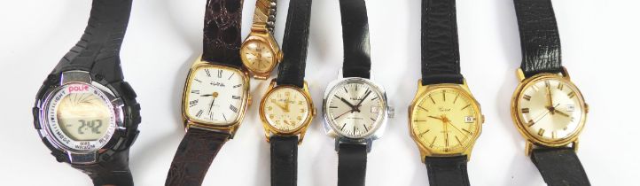 LADY'S THOMAS RUSSELL ROLLED GOLD WRISTWATCH, with Swiss mechanical movement, silvered arabic dial