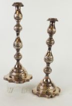 SILVER CANDLESTICKS: Pair of George V silver Sabbath candlesticks, London 1929 by Moshe Rubin,