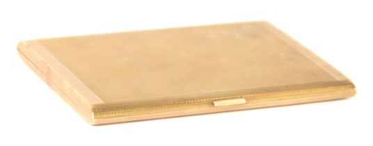 GEORGE VI 9ct GOLD ART DECO POCKET CIGARETTE CASE, oblong with rounded long edges, engine turned