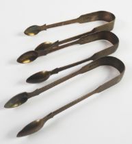 PAIR OF WILLIAM IV SILVER SUGAR TONGS, fiddle pattern, maker WR Sobey, Exeter 1834; a pair of George