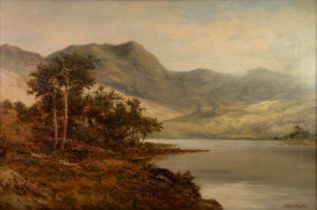 BENJAMIN WILLIAMS LEADER (1831 – 1923) OIL ON CANVAS Landscape with lake and mountains Signed and