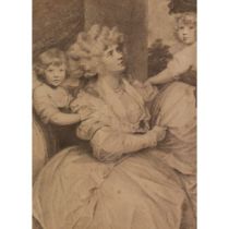 LATE 18th CENTURY STIPPLE ENGRAVING Sir Joshua Reynolds' Jane Countess of Harrington and Children (