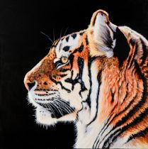 SUE PAYTON (1950) ACRYLIC ON CANVAS ‘Tiger Stare II’ Signed, titled to gallery label verso 30” x 30”