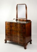 WARING & GILLOWS: 19th/20th century mahogany yoke-front dressing chest of three over three drawers