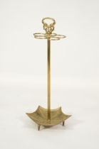 UPTURNED UMBRELLA PATTERN BRASS UMBRELLA STAND with fancy handle, 29 ½” (75cm) high