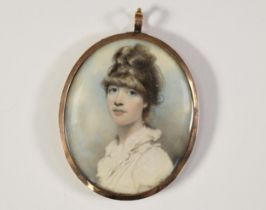 19th CENTURY PORTRAIT MINIATURE on ivory in the manner of Charles Robertson (Ir. 1760-1821) of a