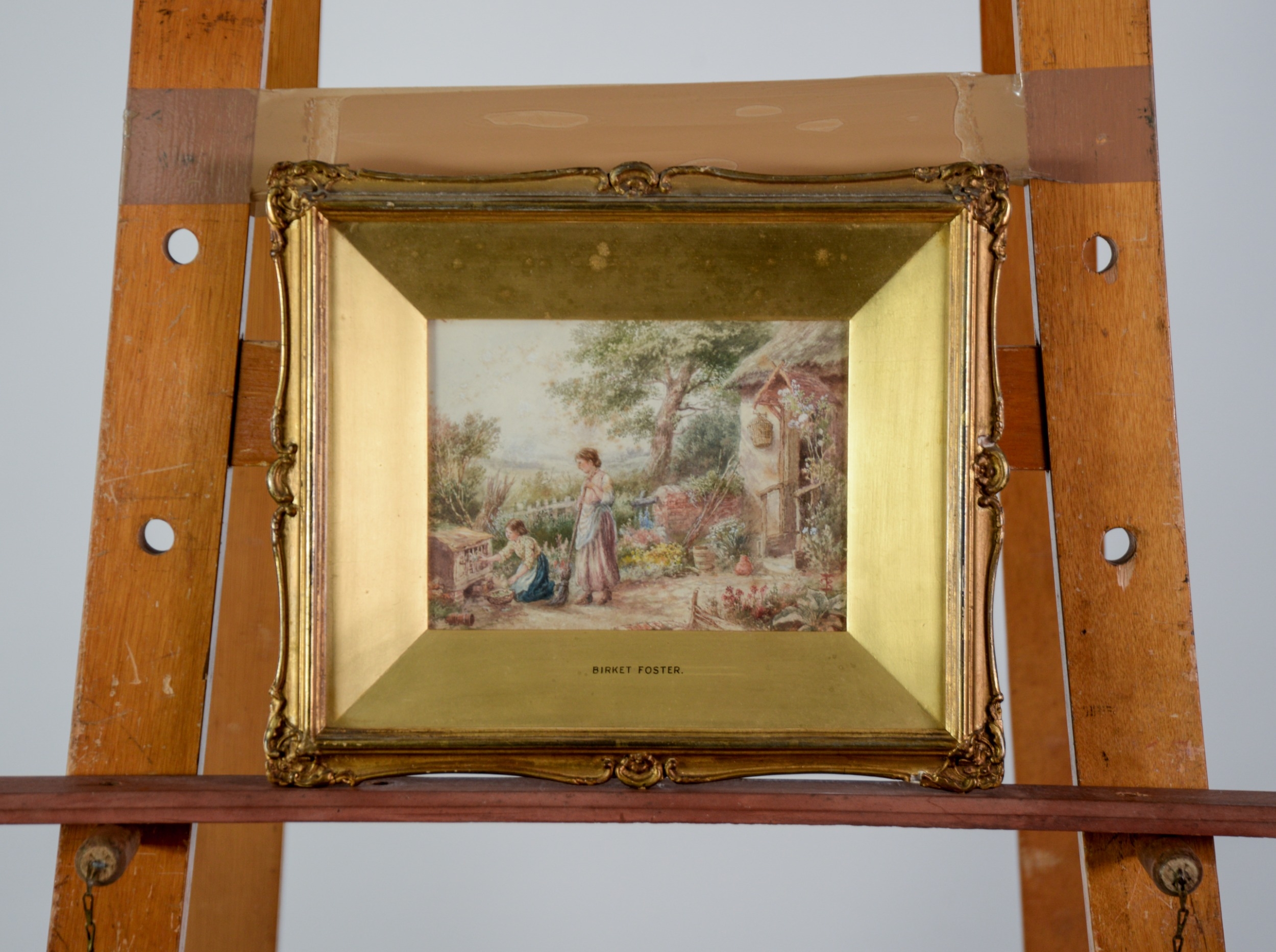 AFTER MILES BIRKET FOSTER PAIR OF WATERCOLOURS Rural scene with children and rabbits - Image 4 of 4