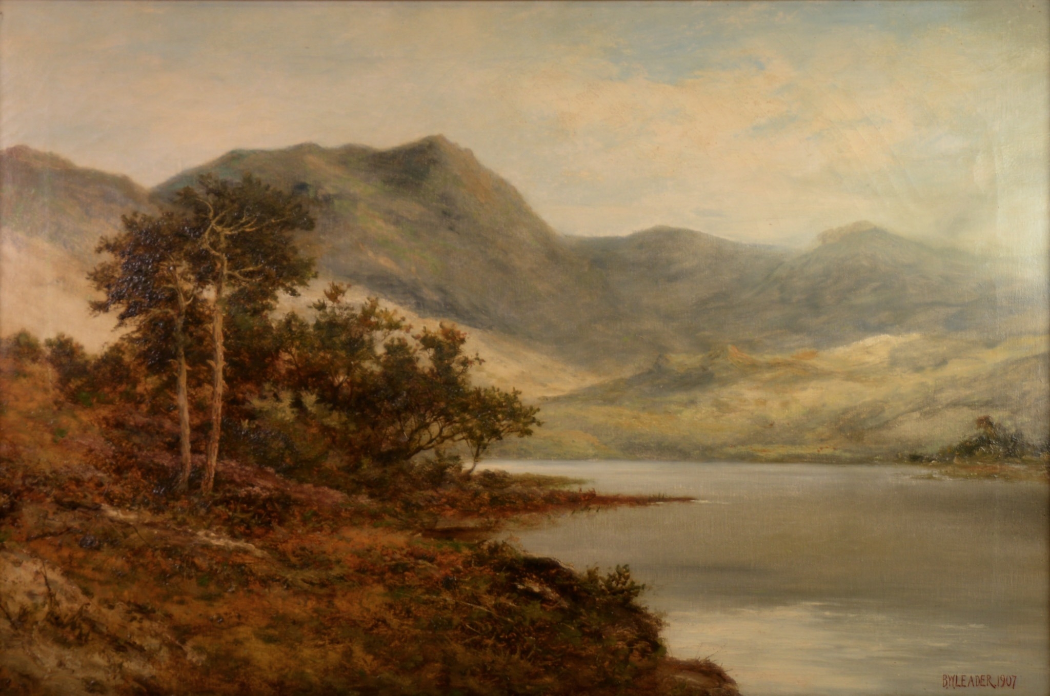 BENJAMIN WILLIAMS LEADER (1831 – 1923) OIL ON CANVAS Landscape with lake and mountains Signed and - Image 4 of 4