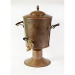 LATE 19th CENTURY OR EARLY 20th CENTURY COPPER PEDESTAL SAMOVAR OR TEA URN, of tapering form and