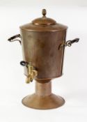 LATE 19th CENTURY OR EARLY 20th CENTURY COPPER PEDESTAL SAMOVAR OR TEA URN, of tapering form and