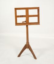 MUSIC STAND: Handmade oak sheet music stand by Paul Voight Ltd. Violin Specialist, Manchester, label