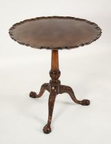 SNAP-TOP TABLE: 19th century mahogany Chippendale revival snap-top occasional table on carved