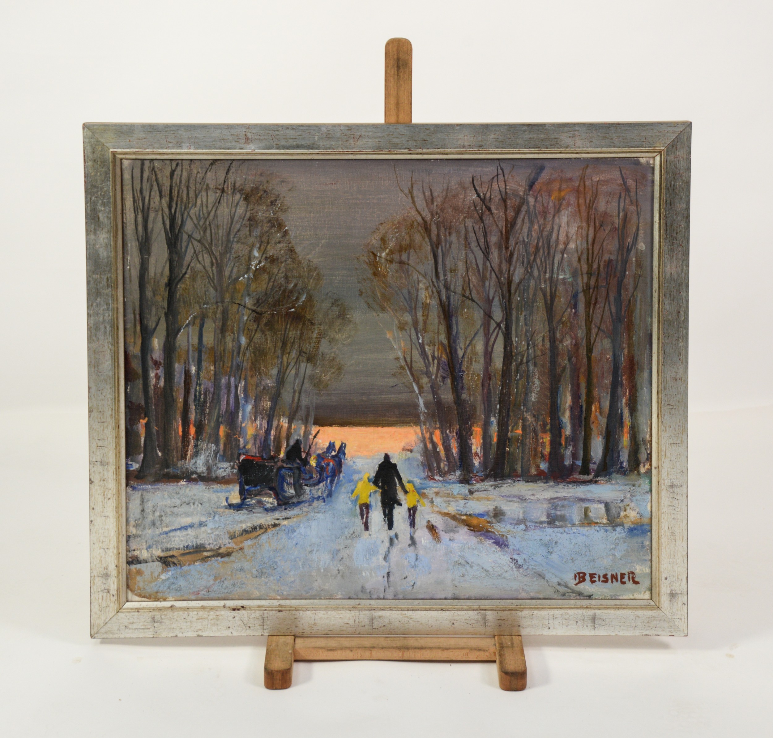 IB EISNER (Dk. 1925-2003) OIL ON CANVAS 'Winter Evening in Dyrehaven' Signed lower right 60 cm x - Image 2 of 2