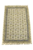 IRANIAN, ISPHAN, HAND-MADE RAW COTTON SHAWL, printed in blue and yellow with all-over floral design,