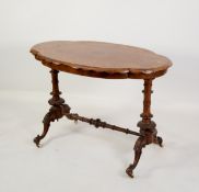 MID-VICTORIAN WALNUT END-STANDARD TABLE, the oval quatrefoil figured and inlaid top with ovolo