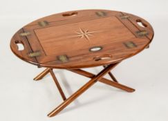 STARBAY, INLAID WALNUT BUTLER’S TABLE PATTERN ‘JEAN BART’ COFFEE TABLE, of typical form with compass