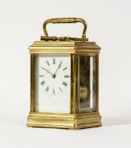 HENRY CAPT, GENEVE, BRASS CASED REPEATER CARRIAGE CLOCK, of typical form with Roman dial, oblong top