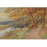 JAMES BROWN (19th century) WATERCOLOUR 'Rowing on the River Wear, Durham' Signed and dated 1910
